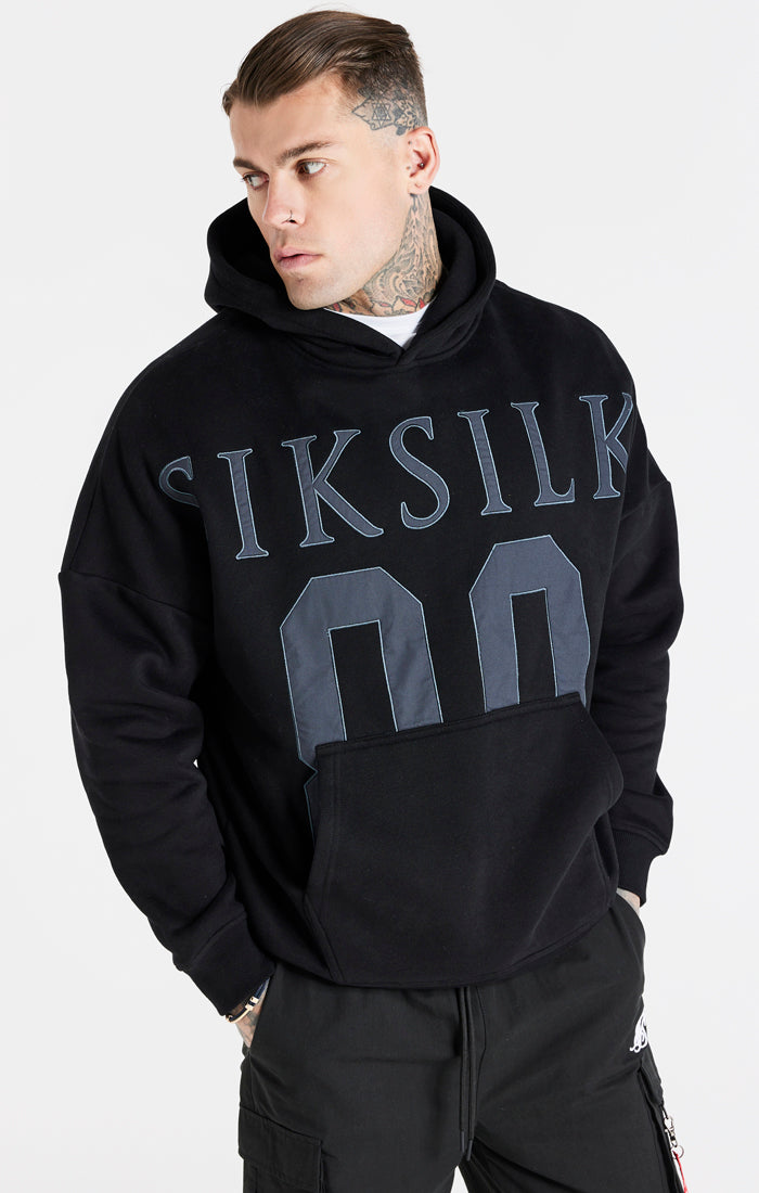 Black Drop Shoulder Relaxed Fit Hoodie (1)