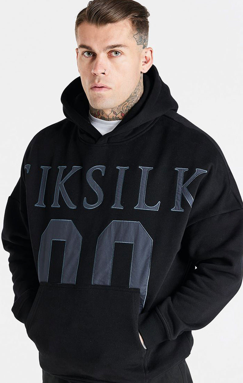 Black Drop Shoulder Relaxed Fit Hoodie