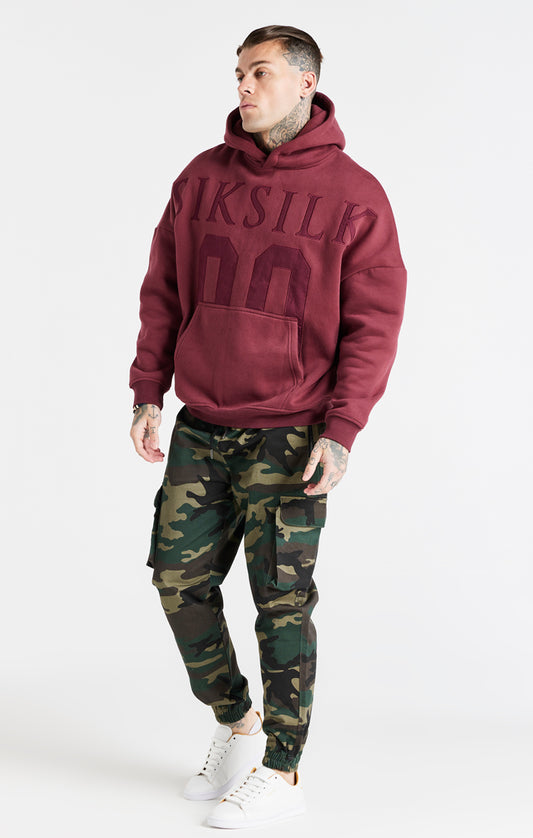 Burgundy Drop Shoulder Relaxed Fit Hoodie