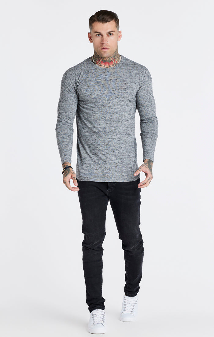 Grey Marl Long Sleeve Muscle Fit T-Shirt (3)