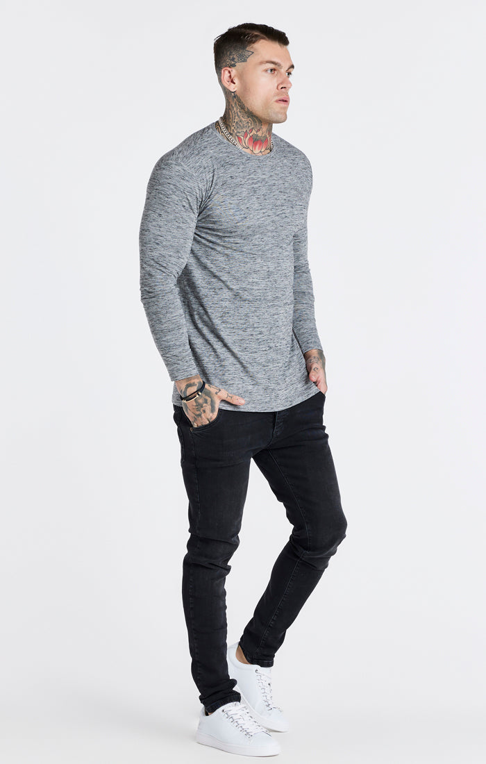 Grey Marl Long Sleeve Muscle Fit T-Shirt (4)