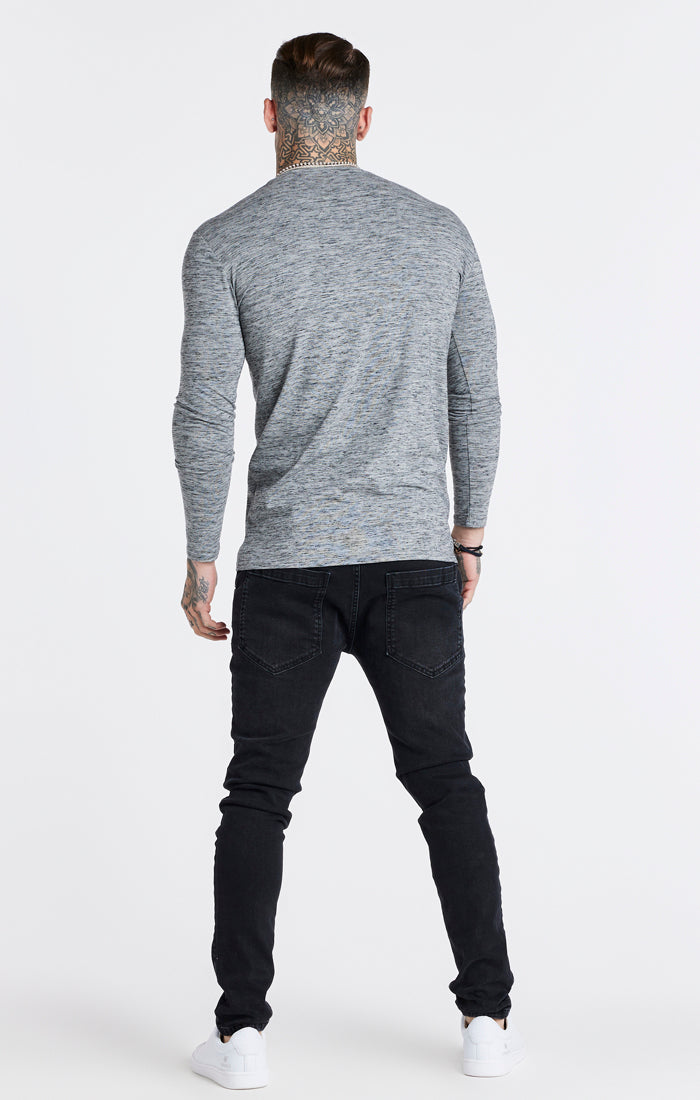 Grey Marl Long Sleeve Muscle Fit T-Shirt (5)
