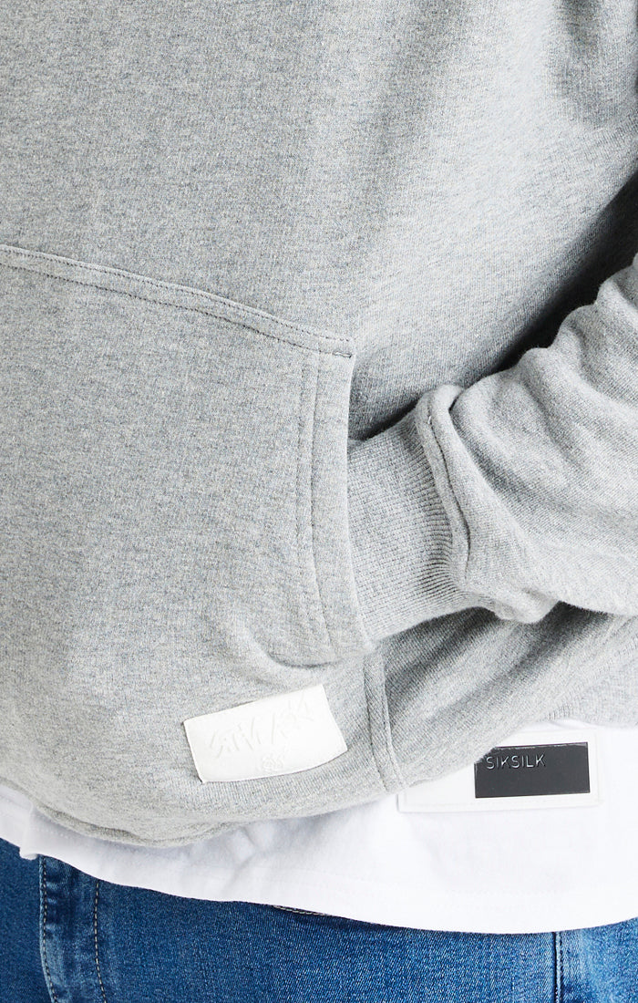 SikSilk Drop Shoulder Relaxed Fit Hoodie - Grey Marl (1)