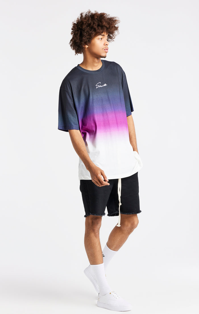 Load image into Gallery viewer, SikSilk Retro Flash Relaxed Fit Tee - Black Teal &amp; Pink (4)