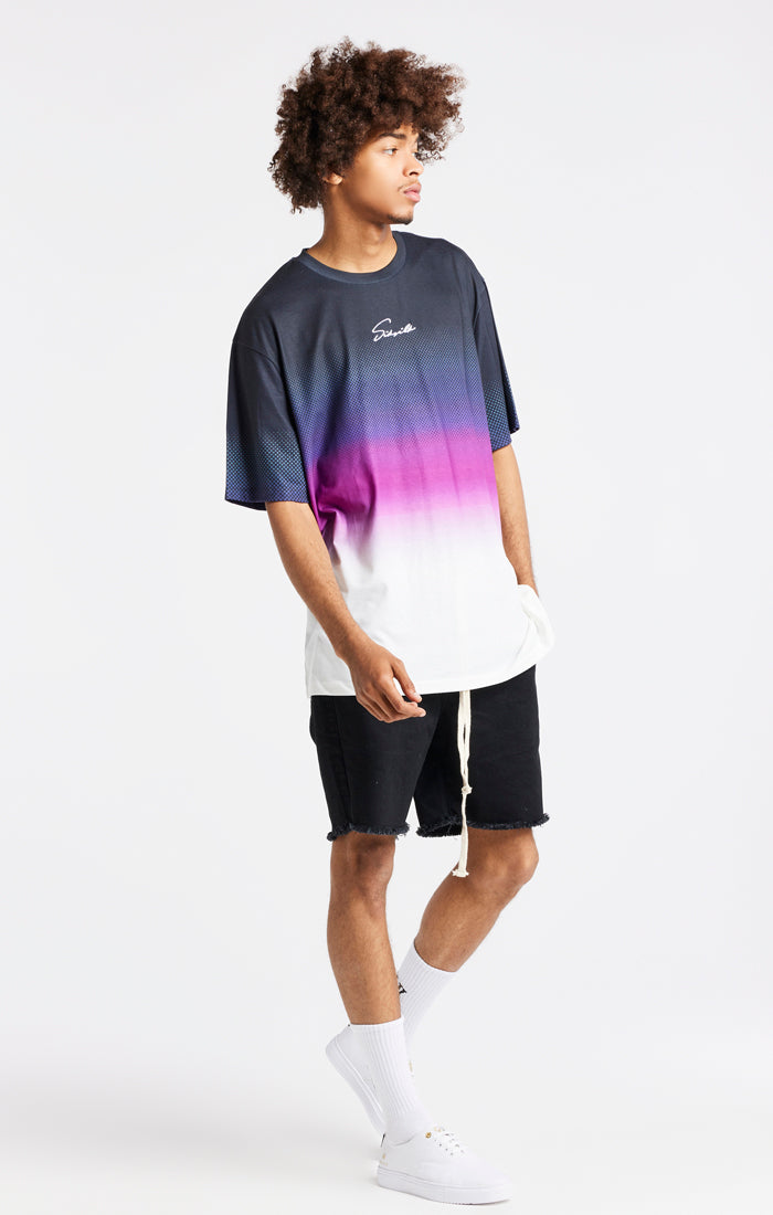 SikSilk Retro Flash Relaxed Fit Tee - Black Teal & Pink (4)