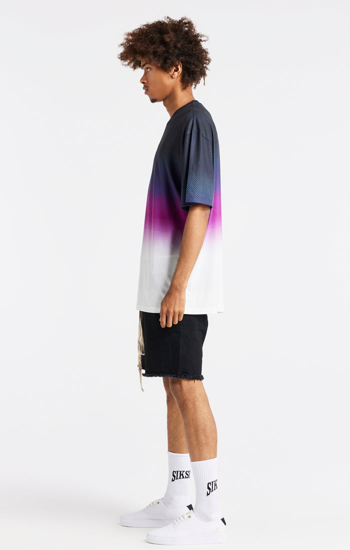 Load image into Gallery viewer, SikSilk Retro Flash Relaxed Fit Tee - Black Teal &amp; Pink (5)