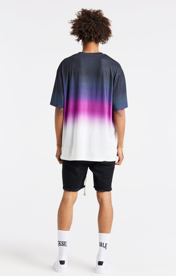 Load image into Gallery viewer, SikSilk Retro Flash Relaxed Fit Tee - Black Teal &amp; Pink (6)