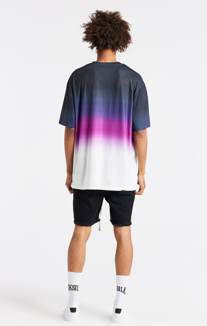 SikSilk Retro Flash Relaxed Fit Tee - Black Teal & Pink (6)