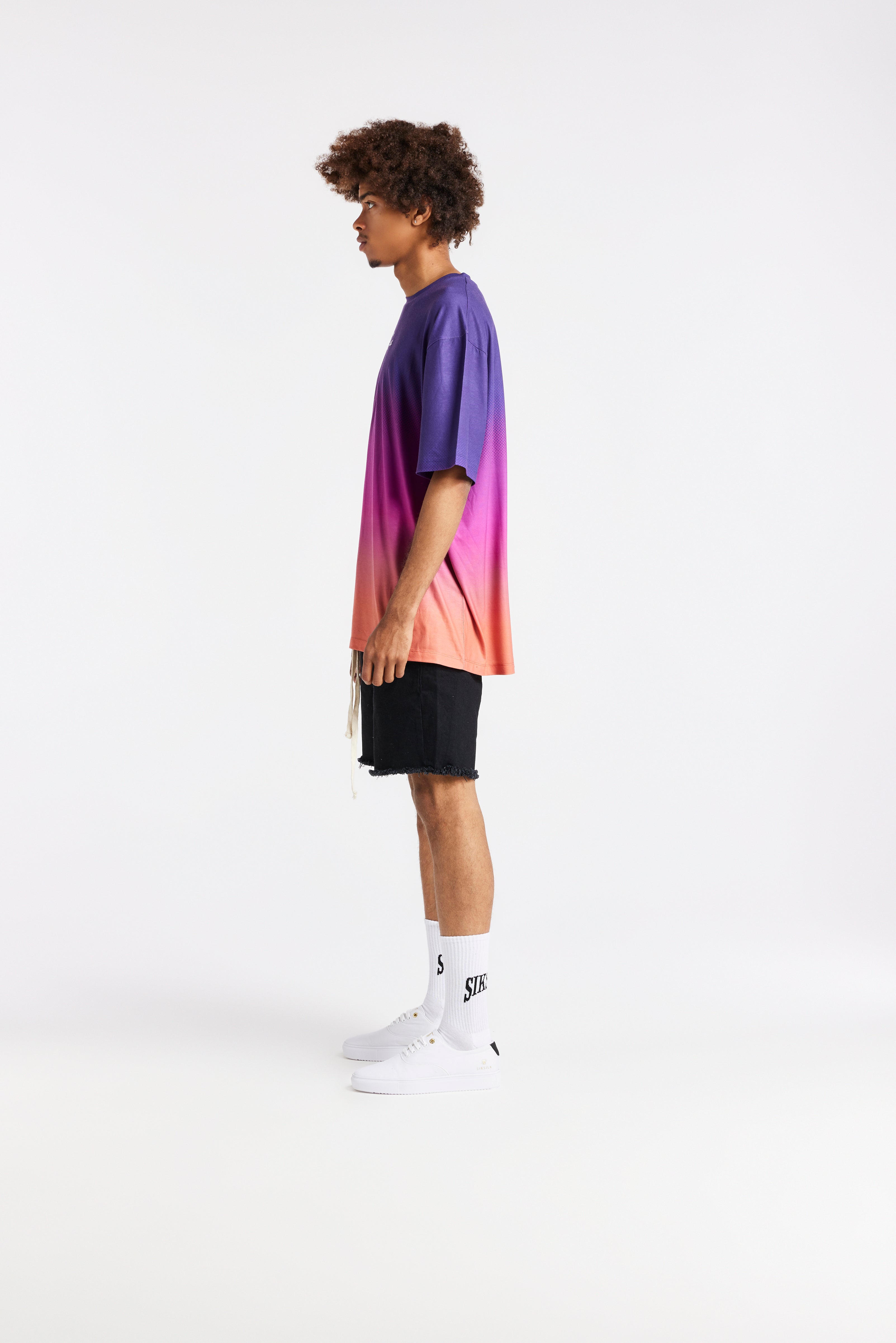 Load image into Gallery viewer, SikSilk Retro Flash Relaxed Fit Tee - Purple Pink &amp; Orange (5)
