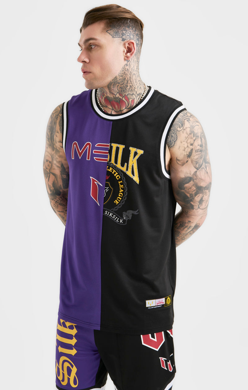 Messi x SikSilk Retro Varsity Vest - Black & Purple