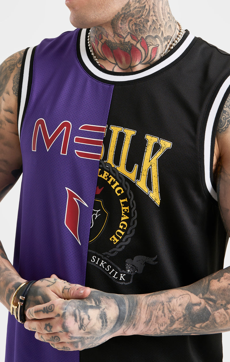 Messi x SikSilk Retro Varsity Vest - Black & Purple (1)