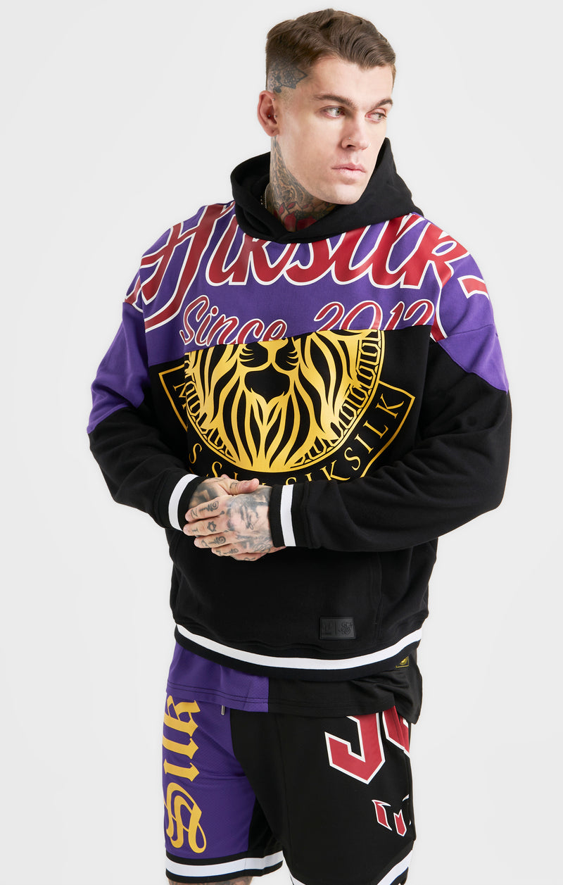 Messi x SikSilk Retro Varsity  Oversized Hoodie - Black & Purple