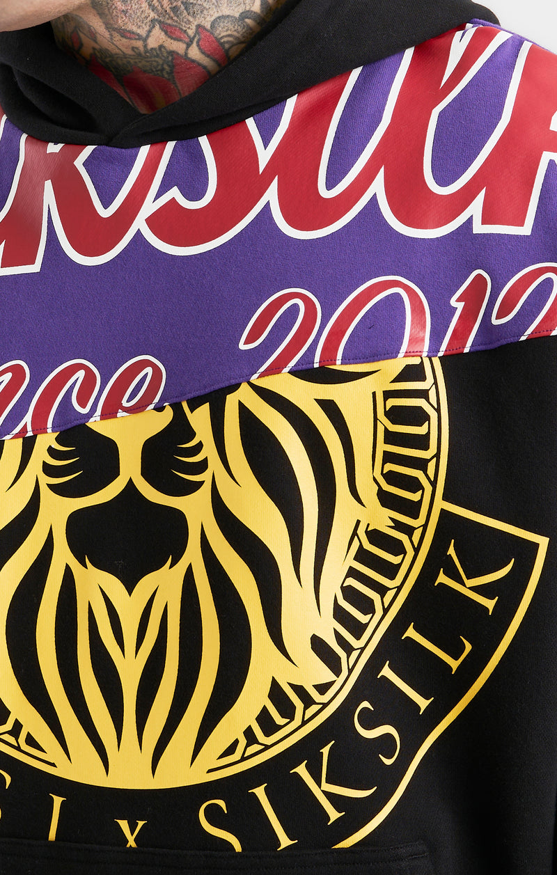 Messi x SikSilk Retro Varsity  Oversized Hoodie - Black & Purple (1)