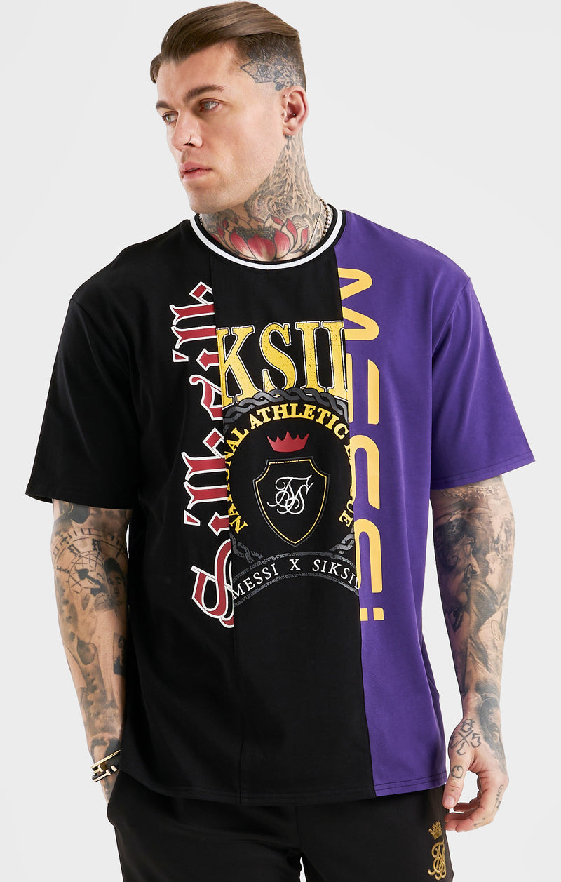 Messi x SikSilk Retro Oversized Tee - Black & Purple