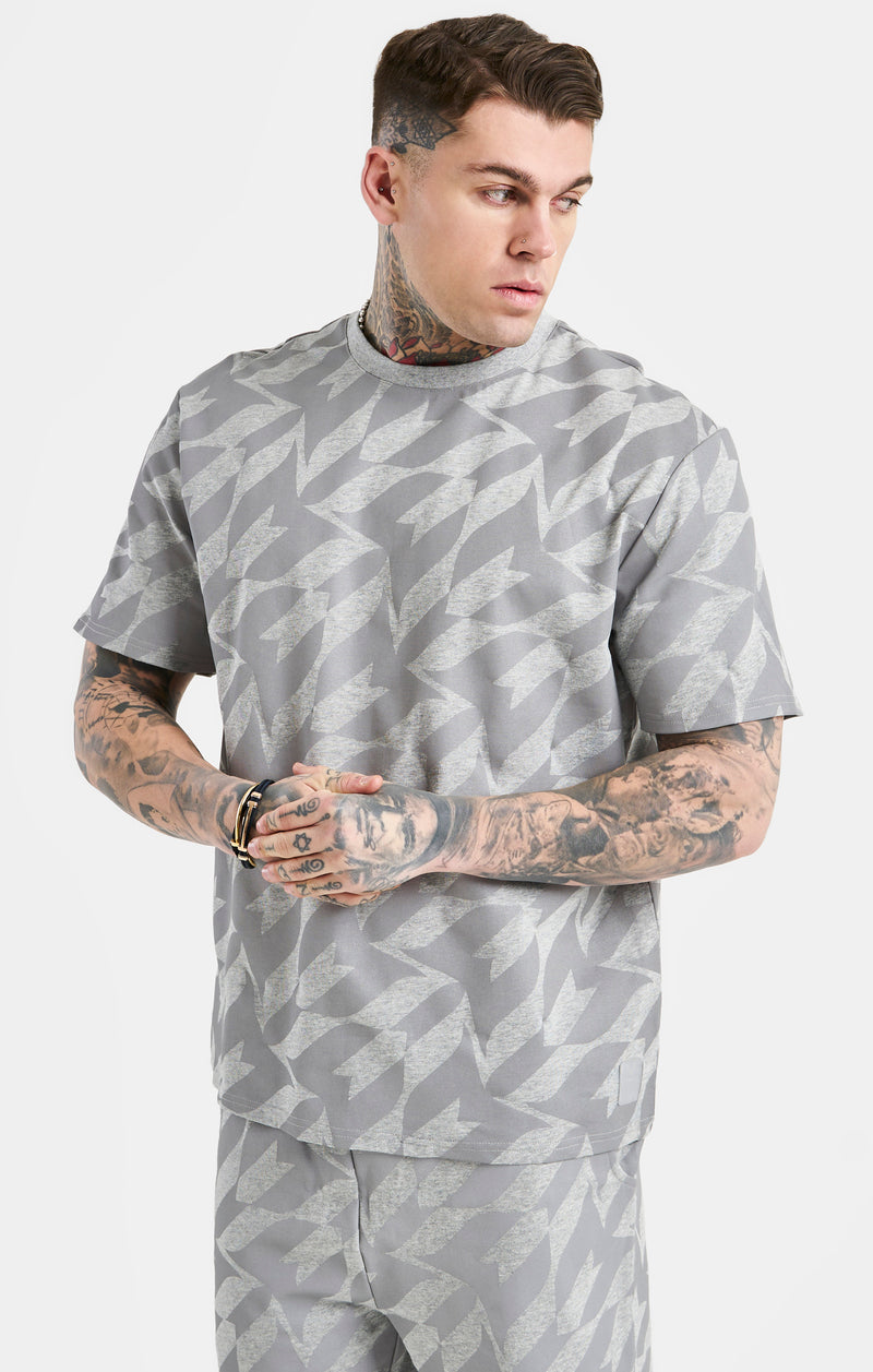 Messi x SikSilk Silver Print Tee - Grey Marl