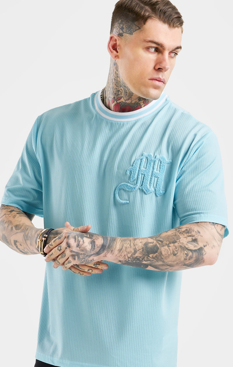 Messi x SikSilk Logo Drop Shoulder Tee - Blue