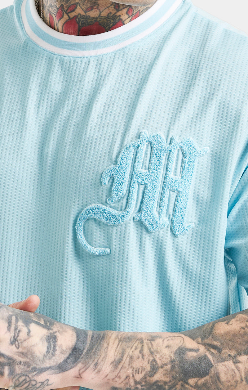 Messi x SikSilk Logo Drop Shoulder Tee - Blue (1)