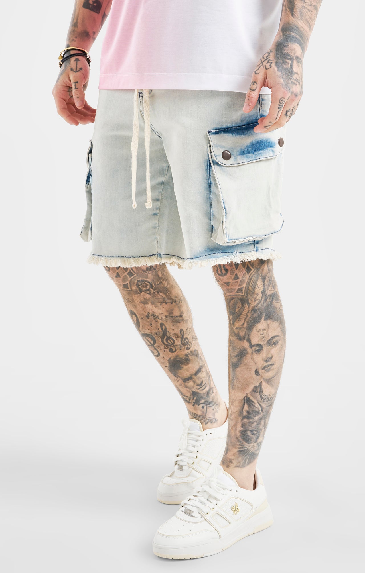 Messi x SikSilk White Denim Short