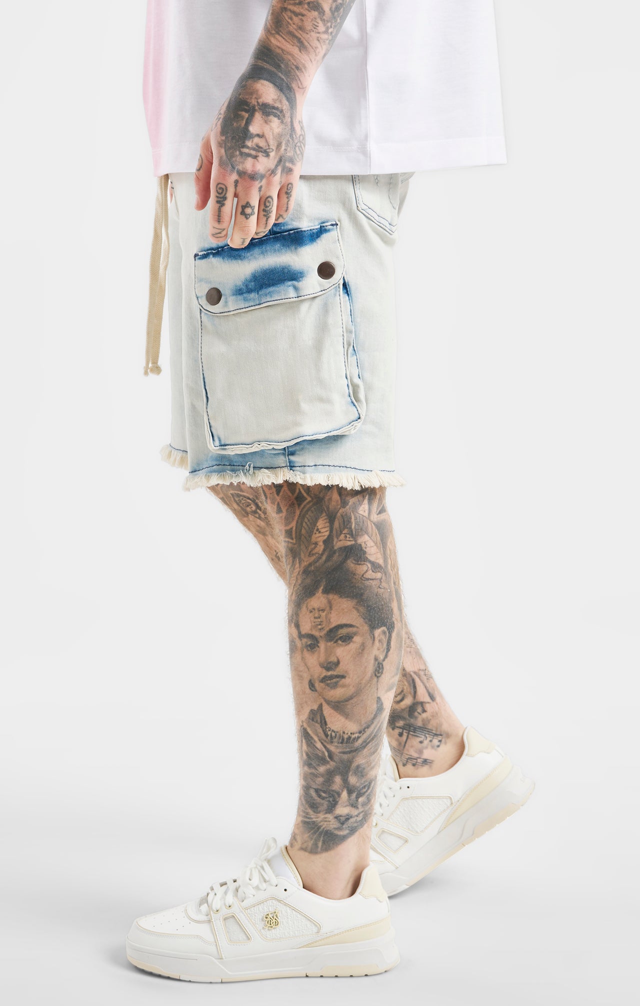 Messi x SikSilk White Denim Short (1)