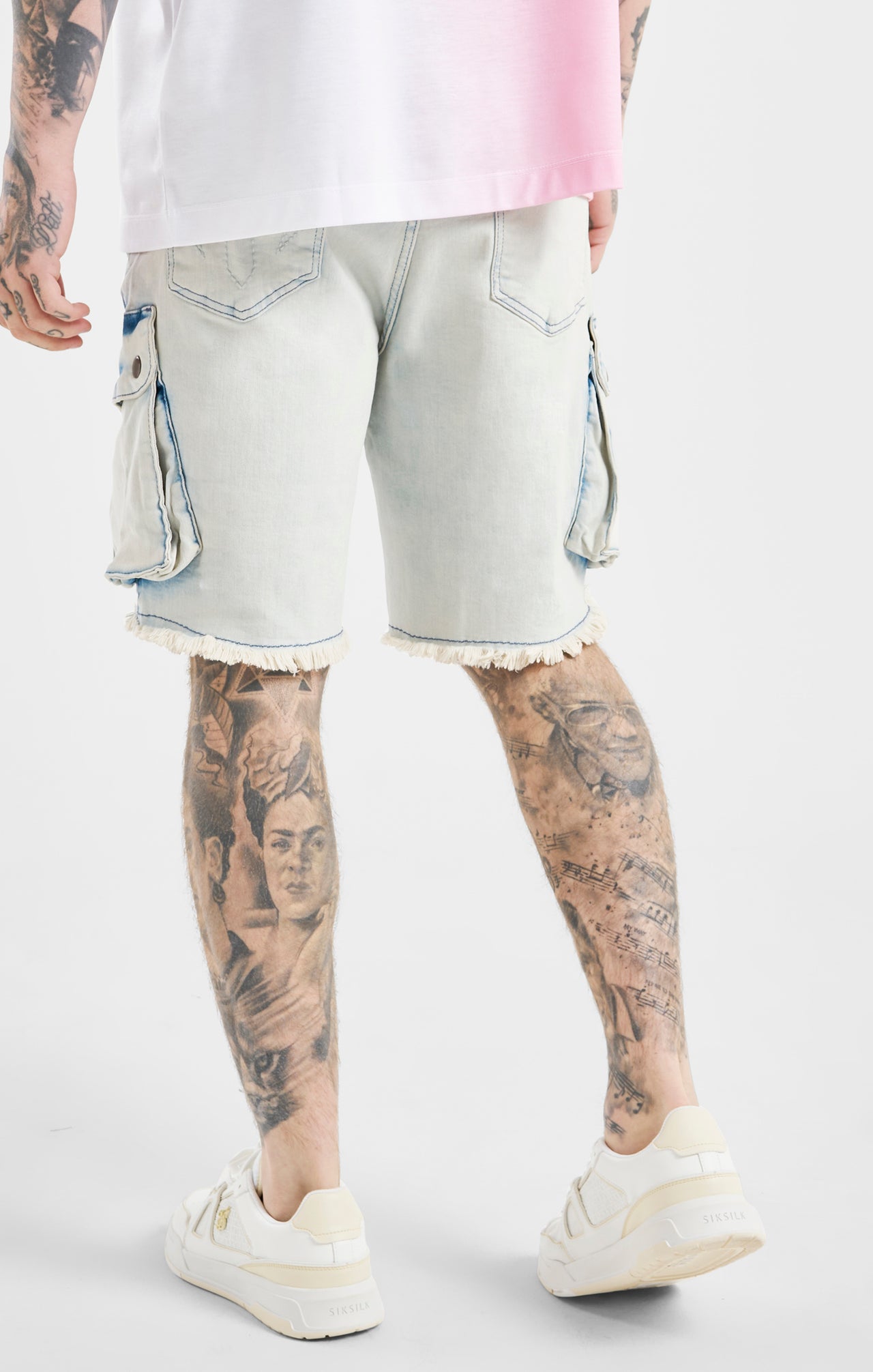 Messi x SikSilk White Denim Short (3)