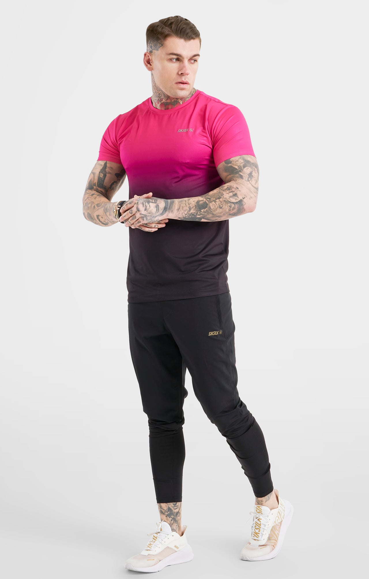 Pink Fade Sports Muscle Fit T-Shirt (2)