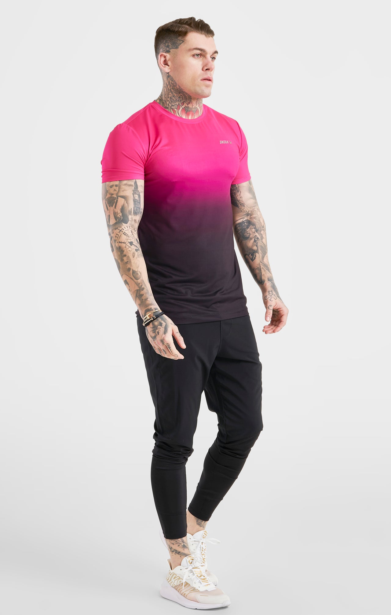 Pink Fade Sports Muscle Fit T-Shirt (3)