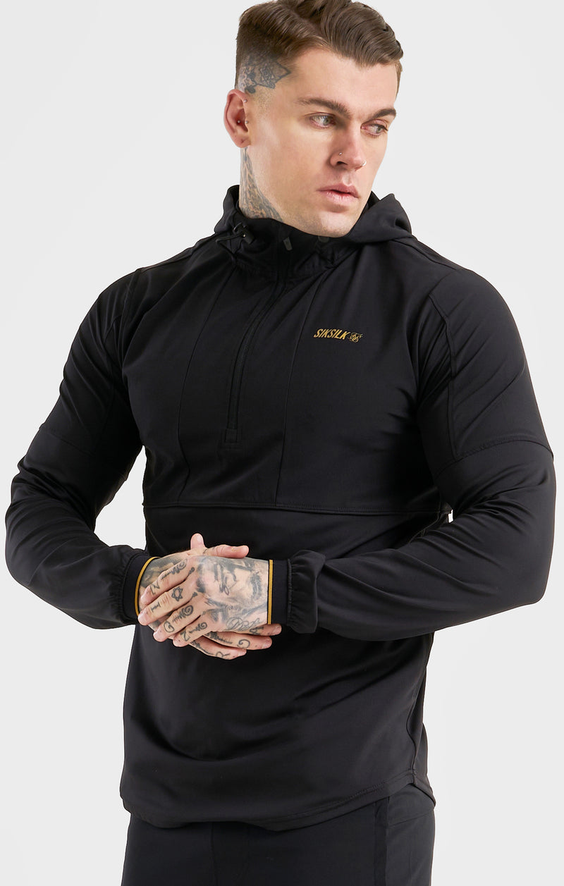 Black Sports Quarter Zip Agility Hoodie