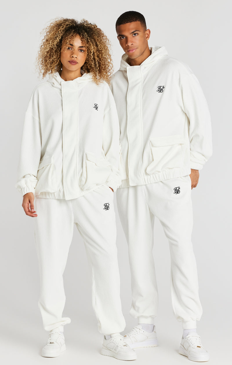 Ecru Corduroy Zip Thru Jacket