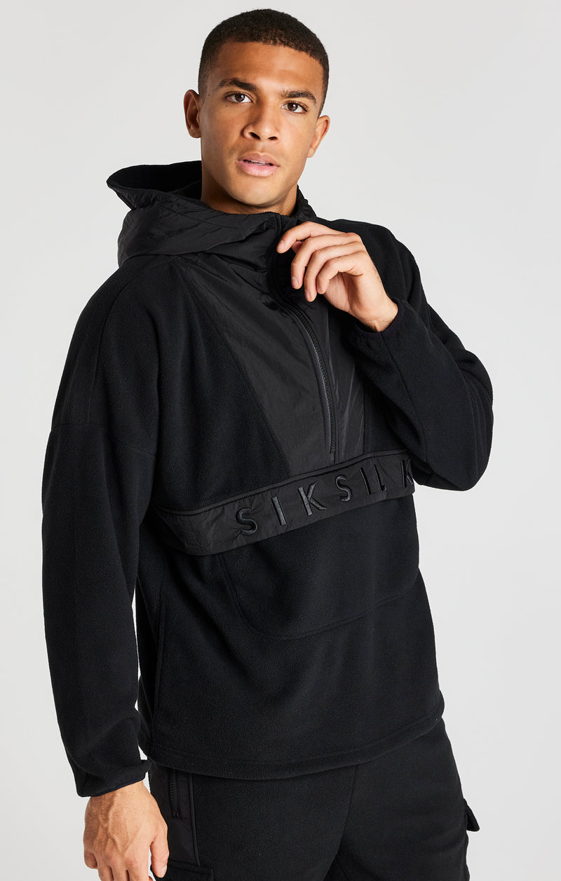 Black Half Zip Polar Fleece Hoodie (1)