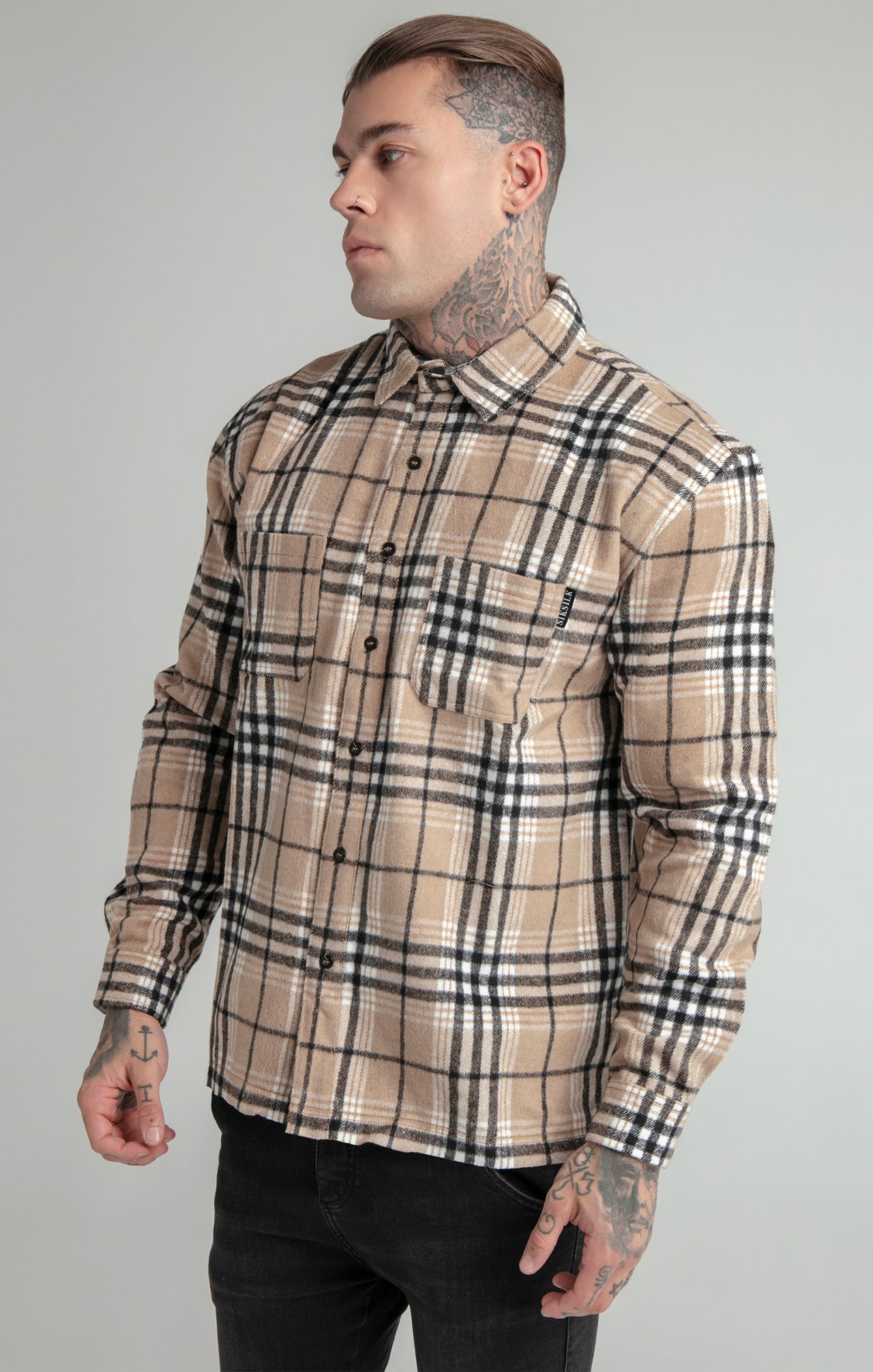 Brown Distressed Check Shirt (3)