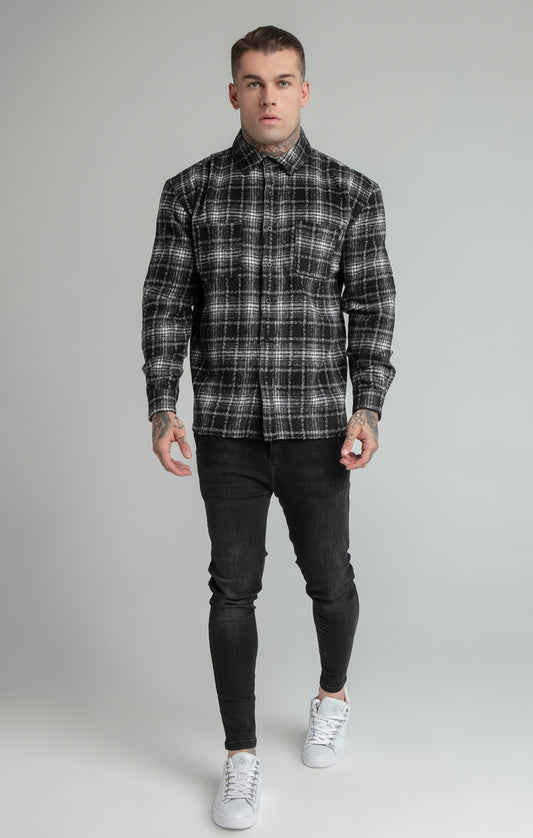Black Distressed Check Shirt