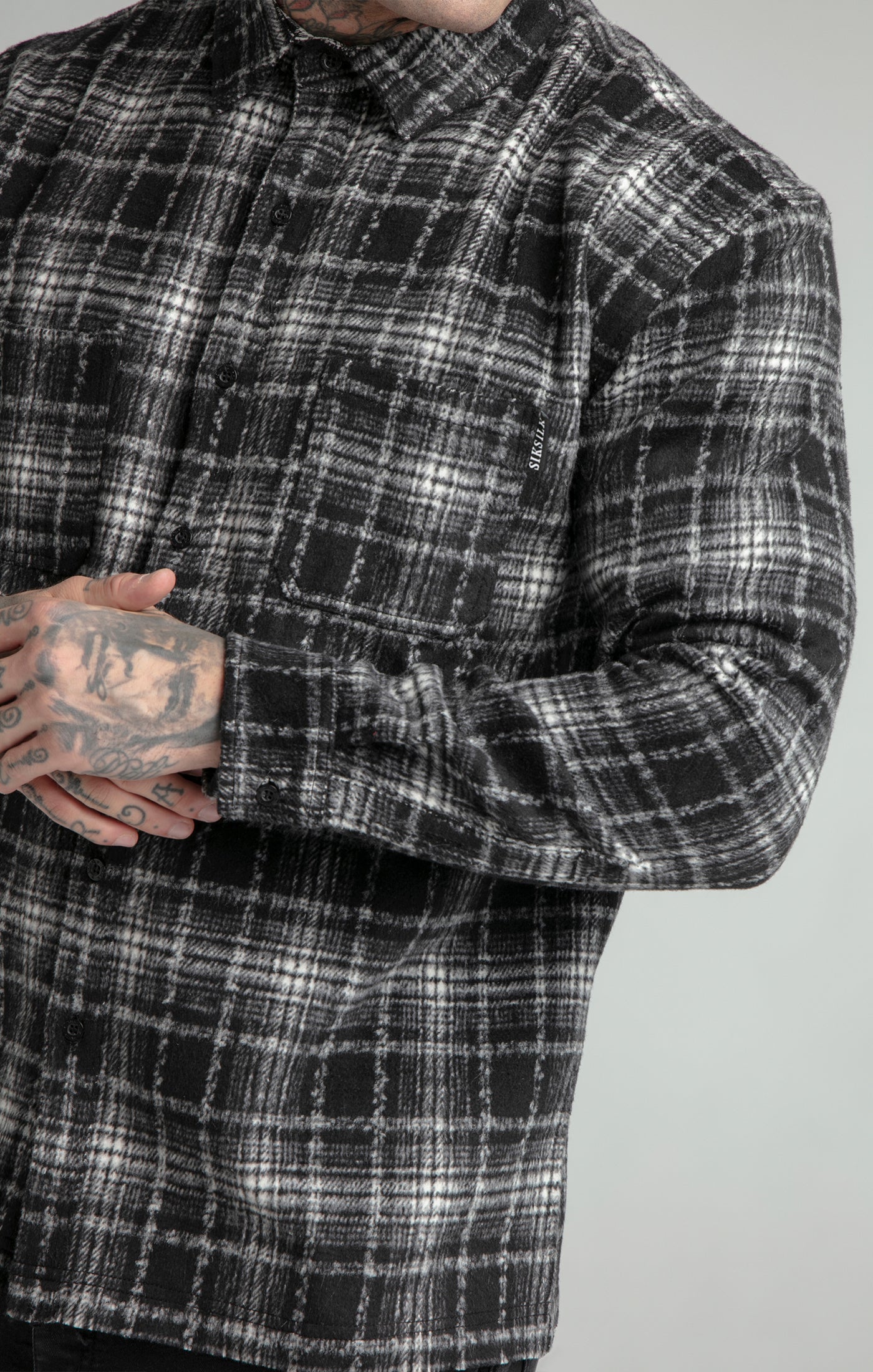 Load image into Gallery viewer, Black Distressed Check Shirt (4)