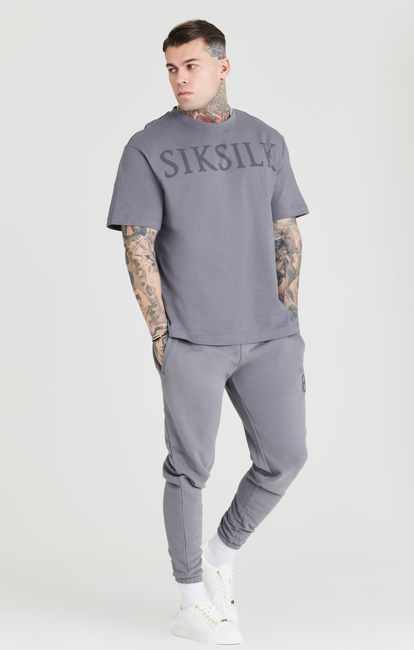 Load image into Gallery viewer, Grey Logo Oversized T-Shirt (2)