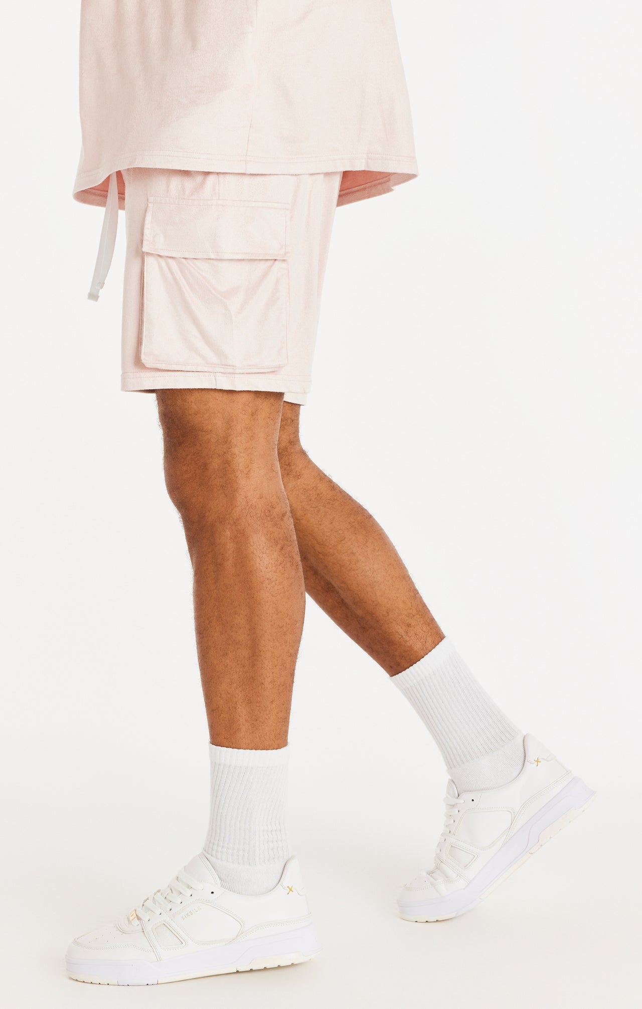 SikSilk Stretch Suede Cargo Shorts - Pink (1)