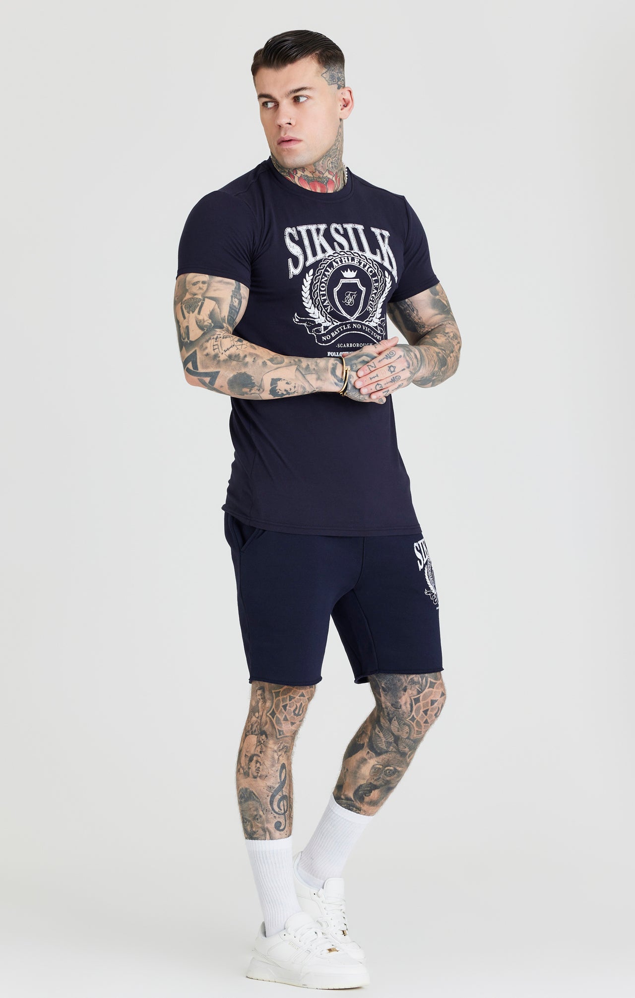 Navy Varsity Muscle Fit T-Shirt (2)