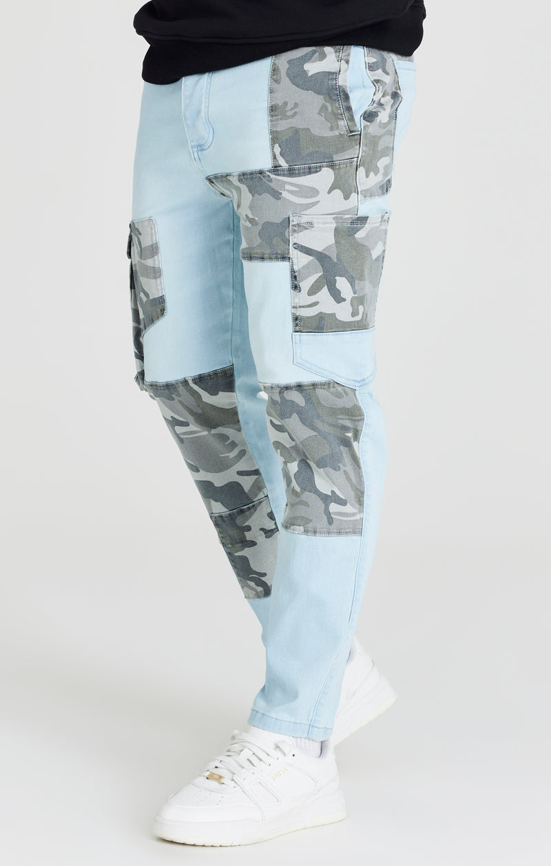 Light Blue Camo Pocket Carrot Jean