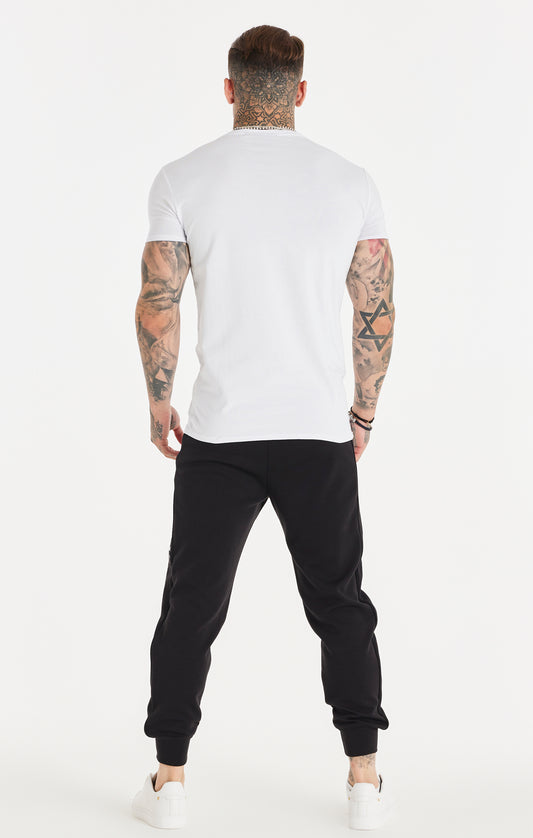 White Dual Script Logo Muscle Fit T-Shirt