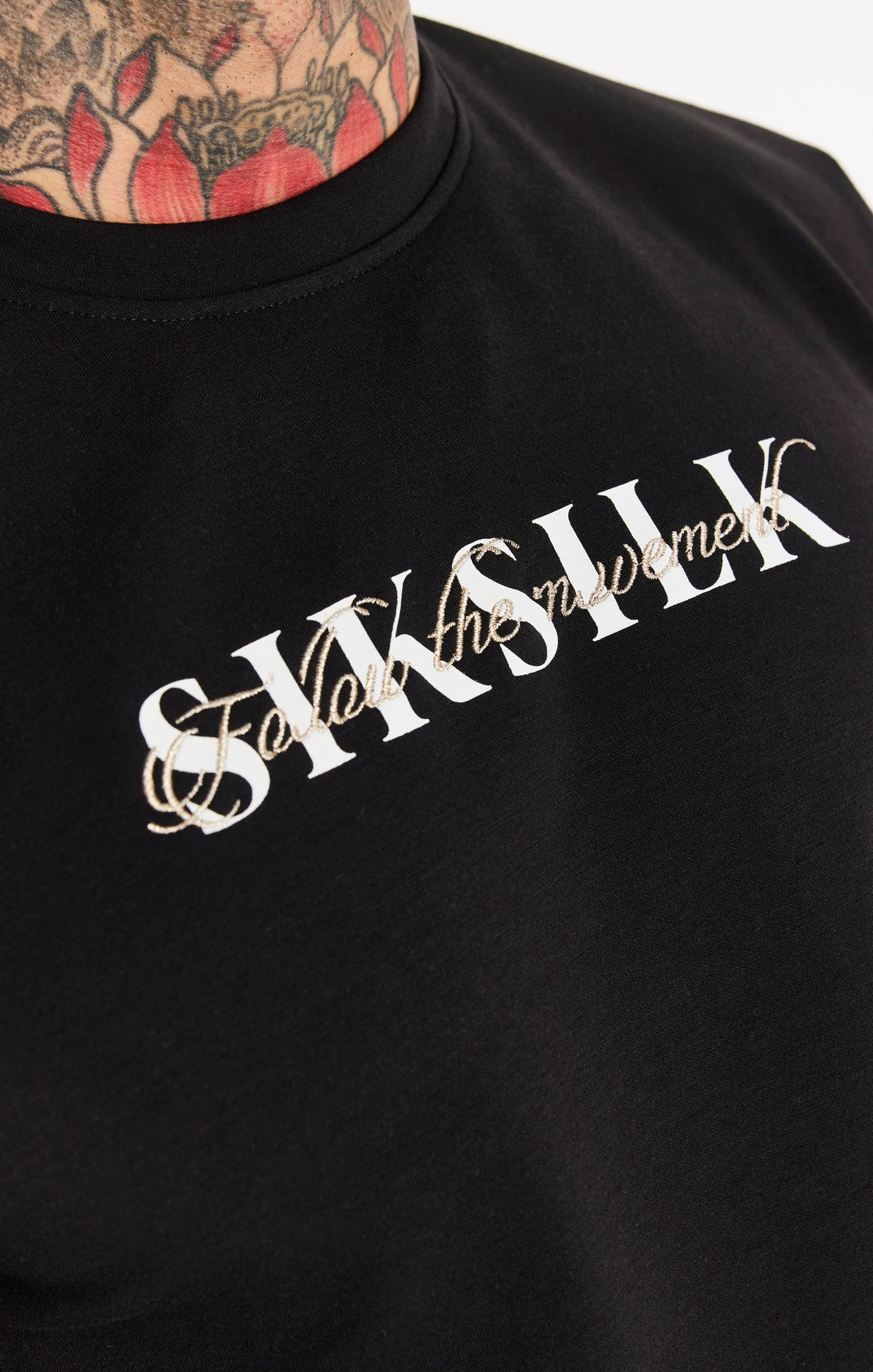 SikSilk Dual Script Logo Crew Sweater - Black (1)