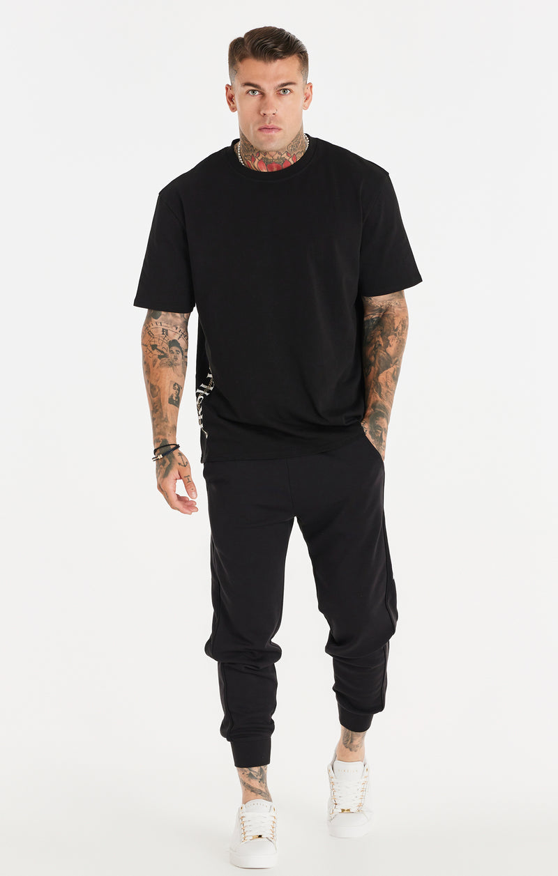 Black Dual Script Oversized Tee (1)