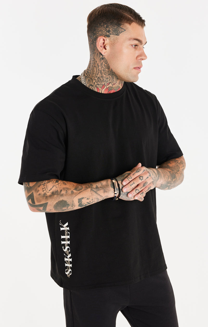 Black Dual Script Oversized Tee