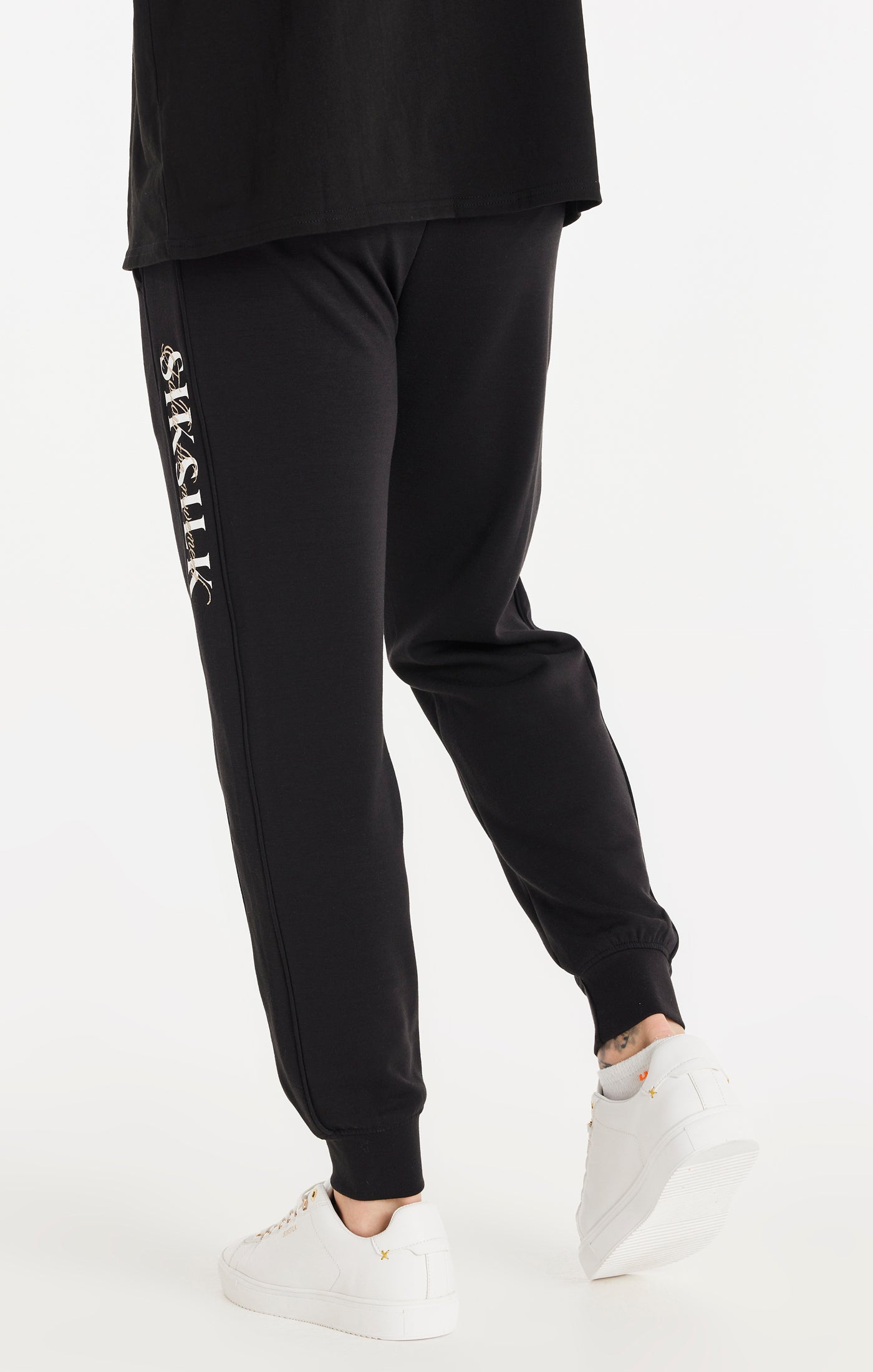 Load image into Gallery viewer, Black Script Logo Panelled Trousers (3)