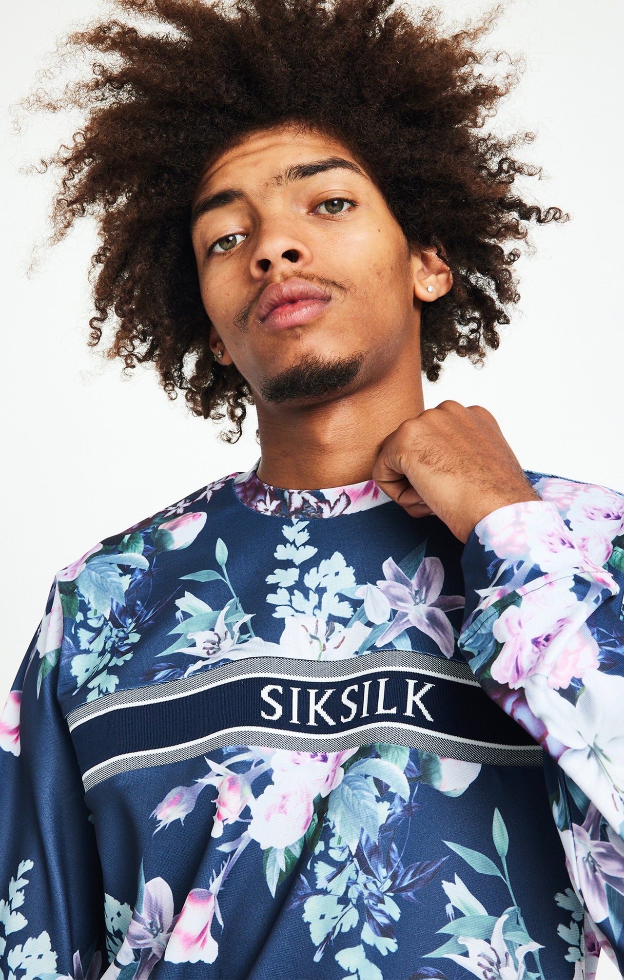 SikSilk Elevate Botanical Crew - Navy (1)