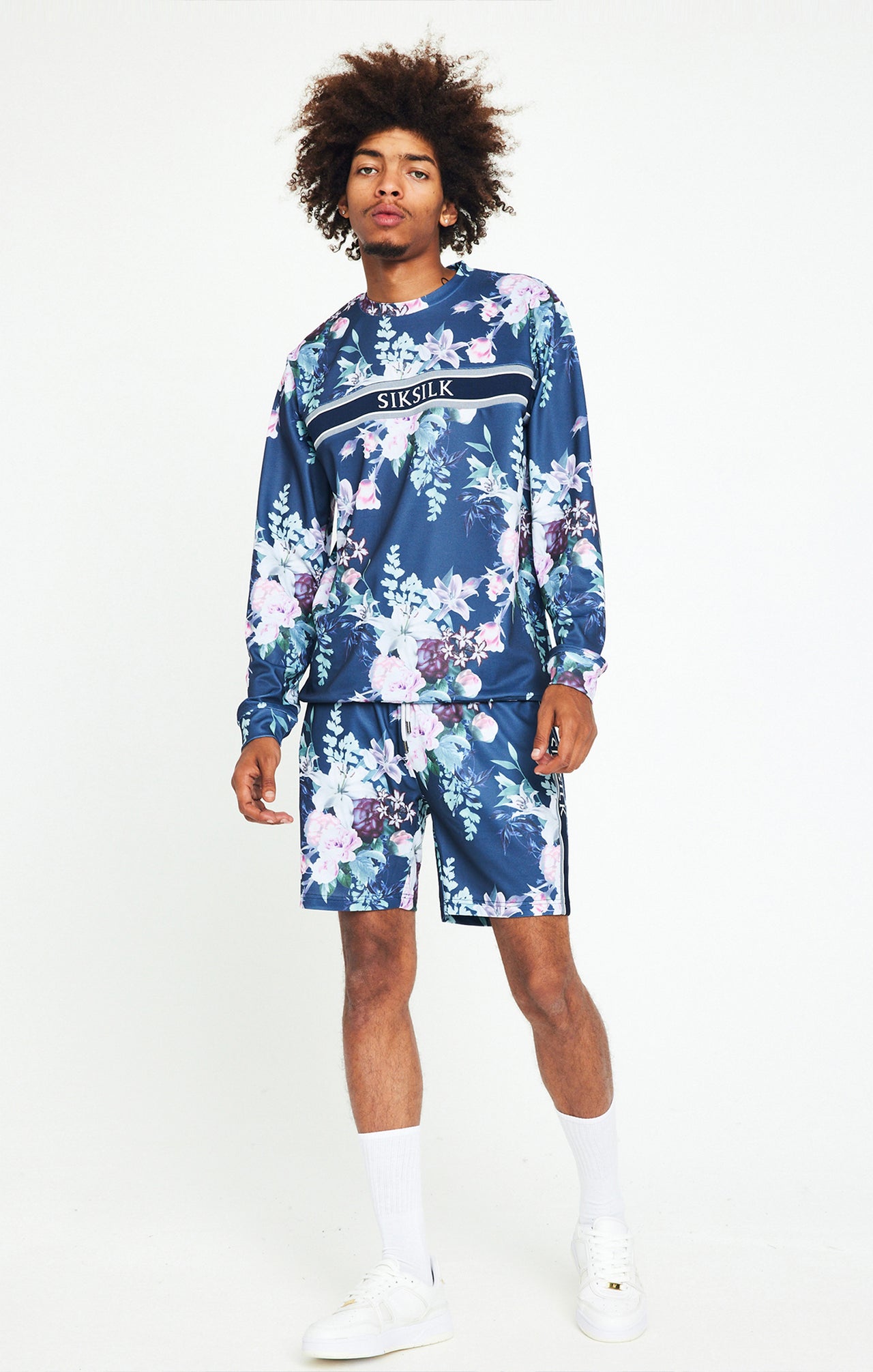 SikSilk Elevate Botanical Crew - Navy (2)