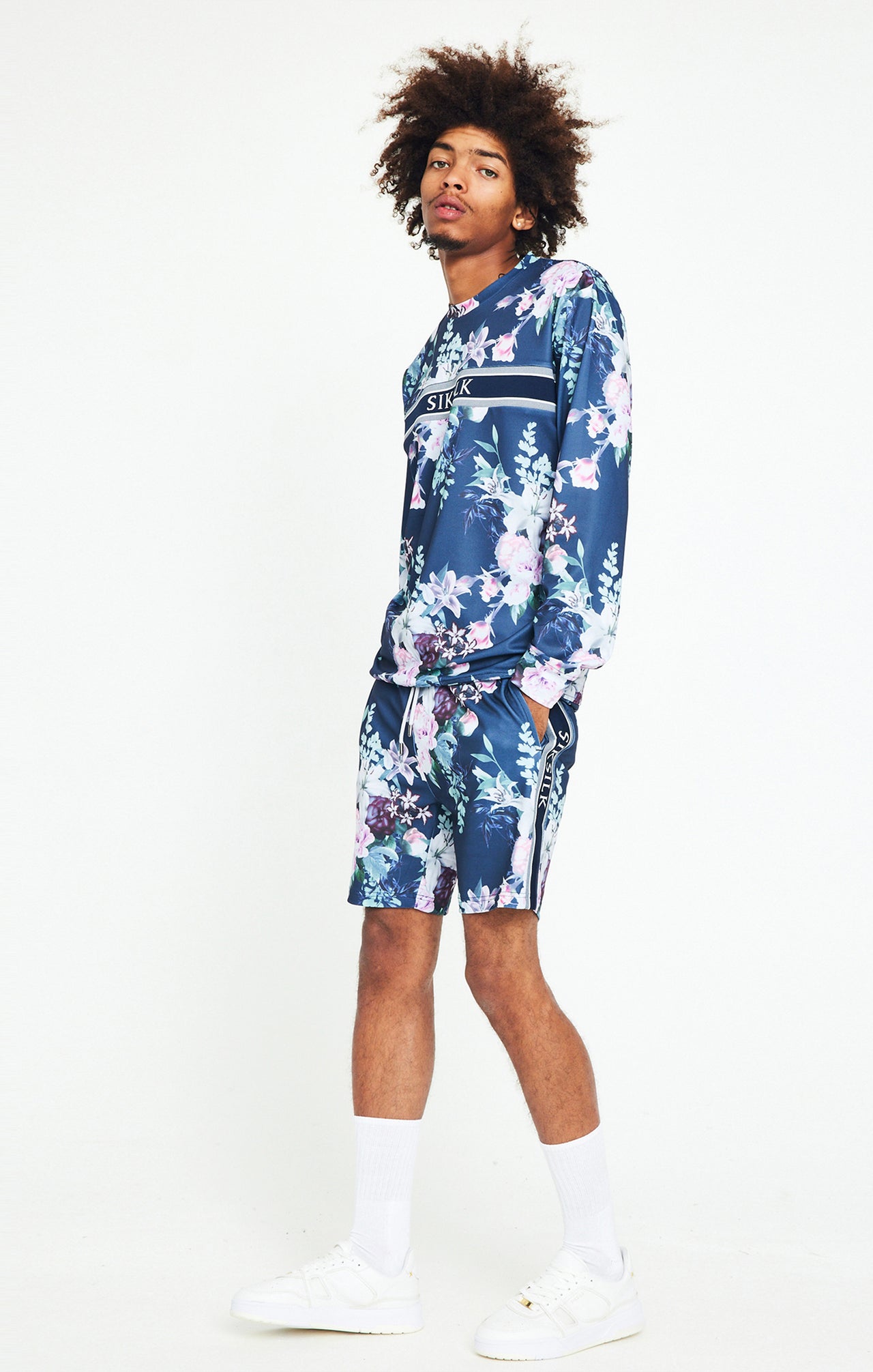 SikSilk Elevate Botanical Crew - Navy (3)