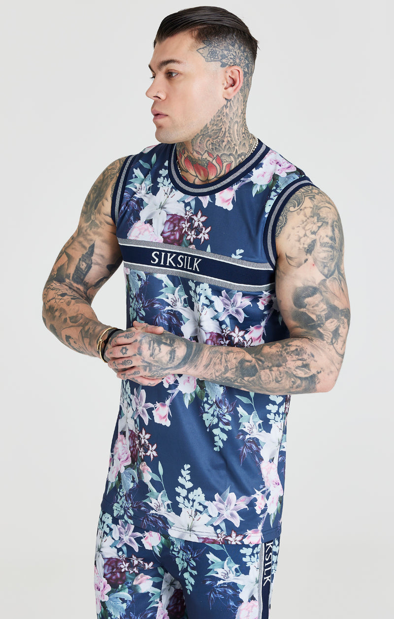 Navy Botanical Print Vest (1)