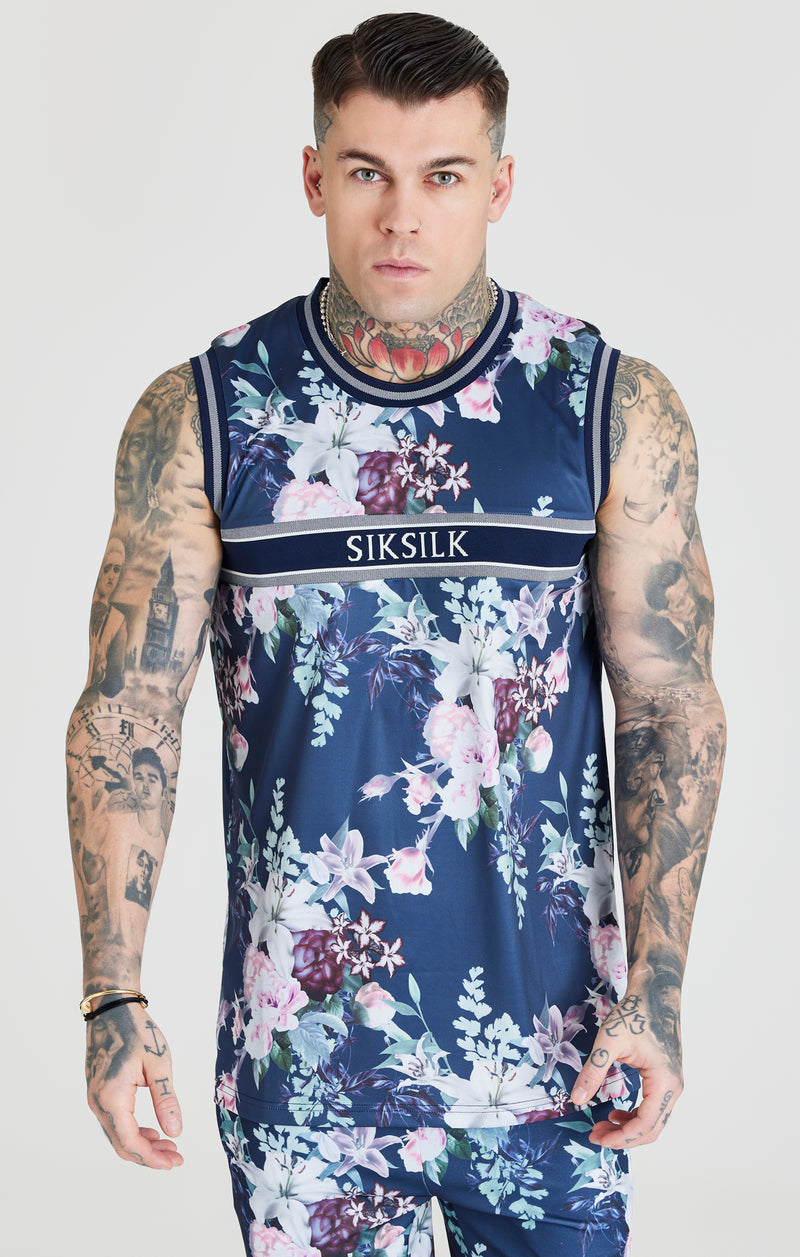 Navy Botanical Print Vest