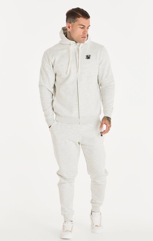 Snow Marl Essential Zip-Thru Funnel Neck Hoodie