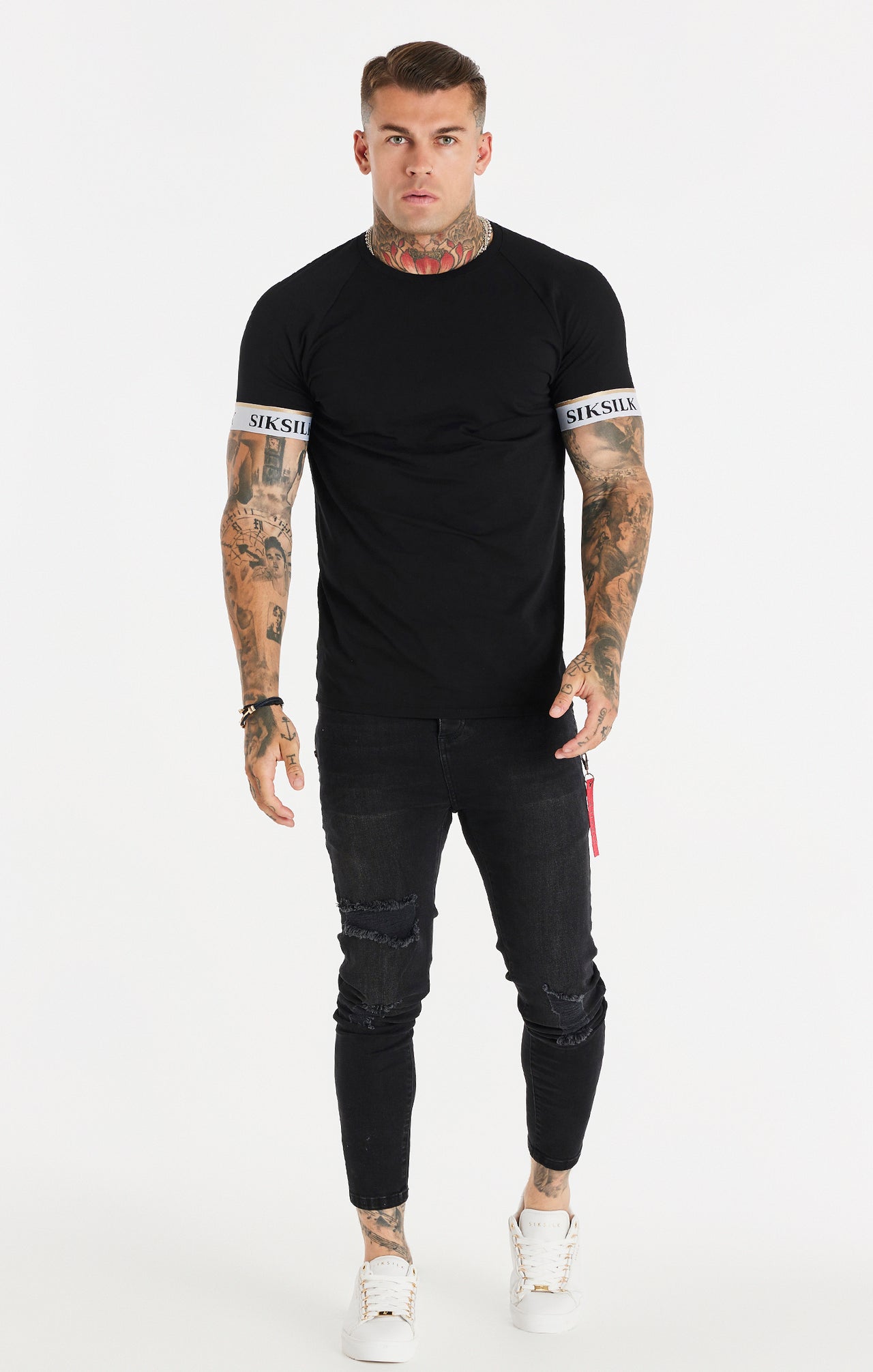 Black Elastic Cuff Raglan T-Shirt (2)