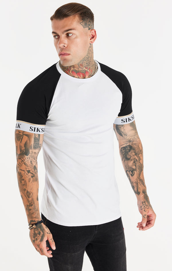 White Elastic Cuff Raglan T-Shirt