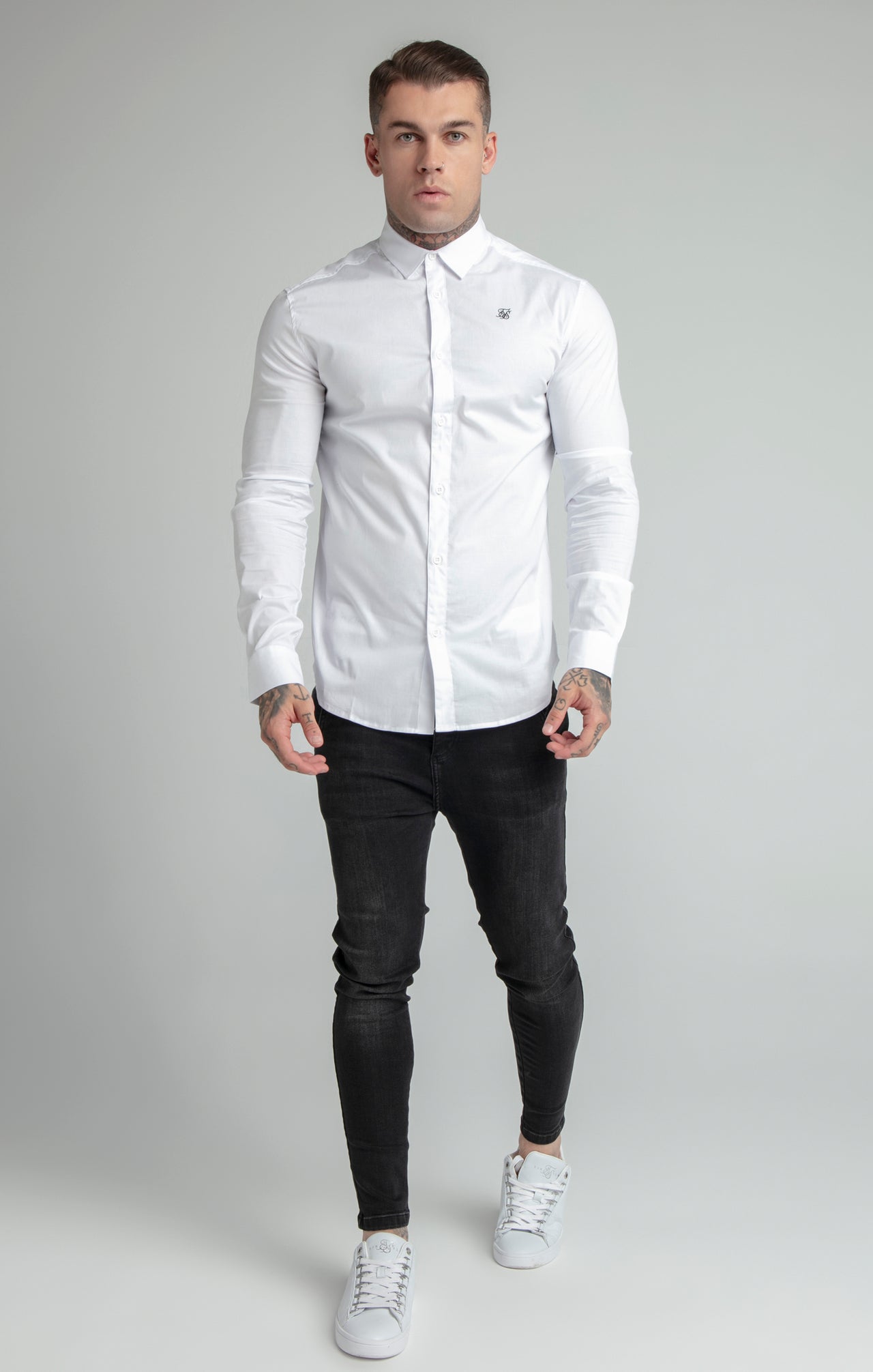 SikSilk L/S Standard Collar Shirt - White (4)